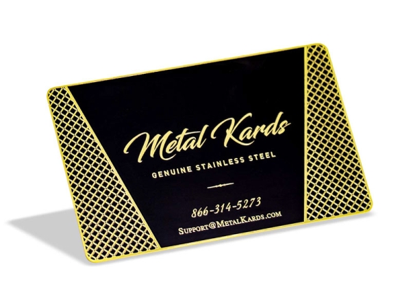 polished gold and black metal cards
