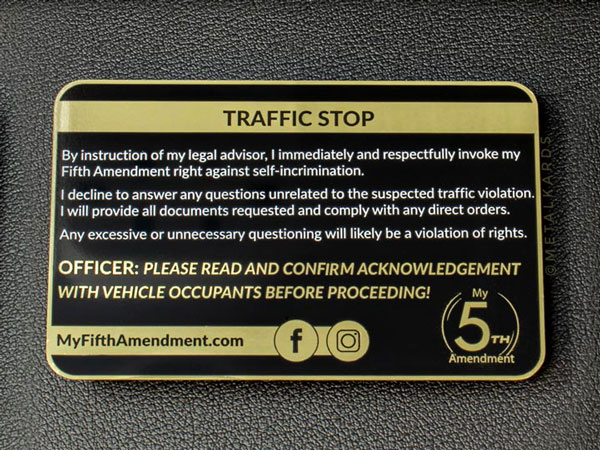 Know your Rights metal business cards