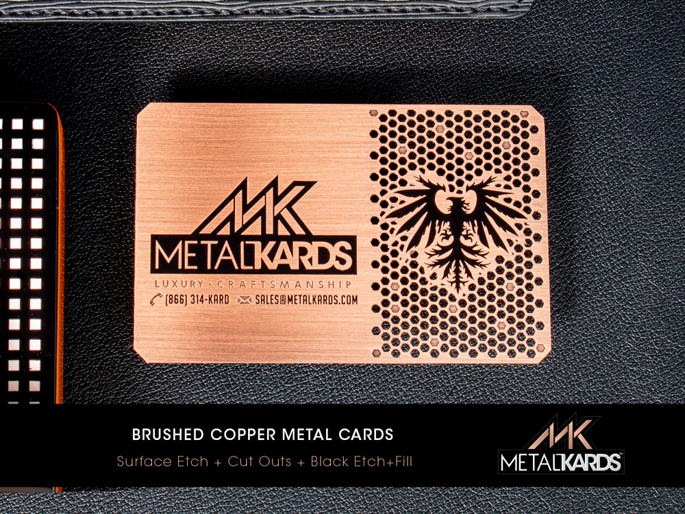 Brushed Copper Metal Cards