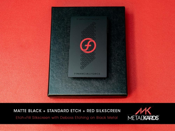 Red + Black Metal Financial Business Cards